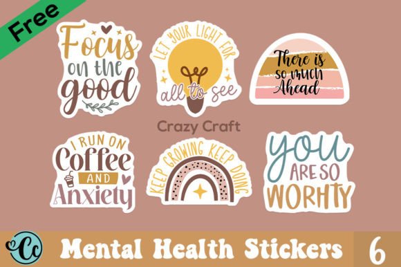 Free Mental Health Stickers Designs for Crafts Graphics